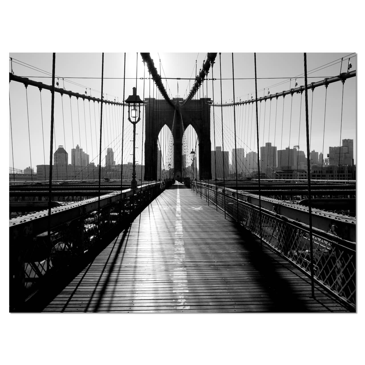 Designart - Dark Brooklyn Bridge - Cityscape Photo Canvas Print